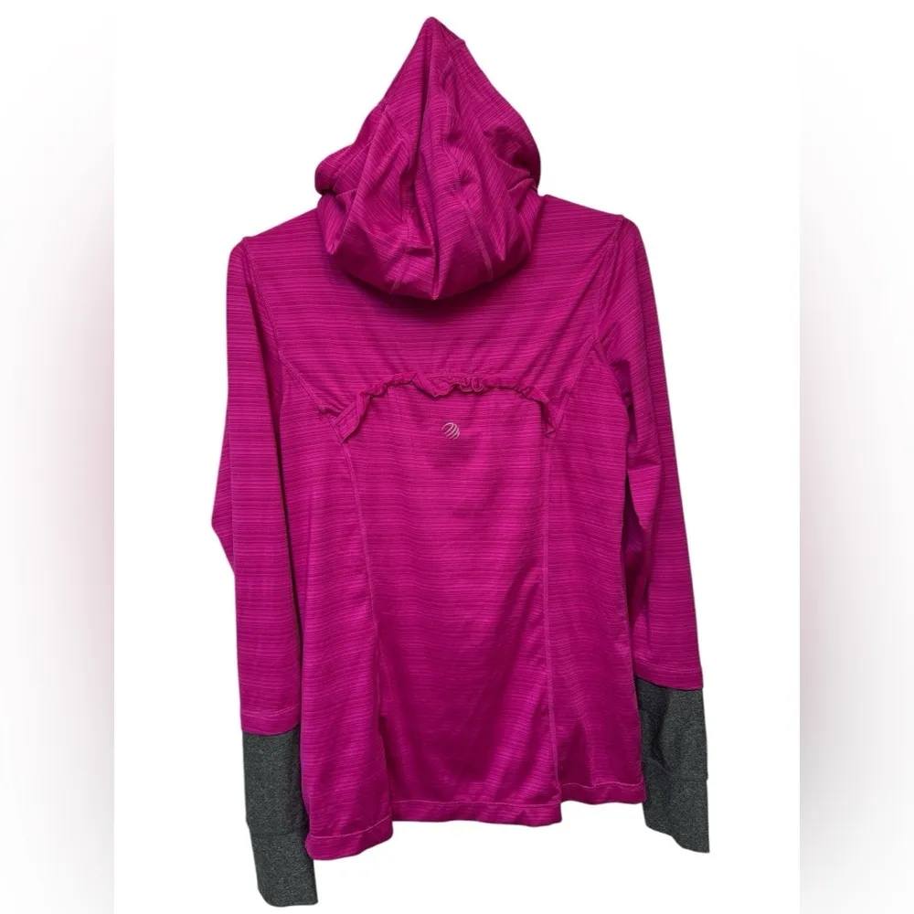 MPG Mondetta Pink Pullover Hoodie Ruffle Quarter Zip Thumb Holes Size M - Image 2