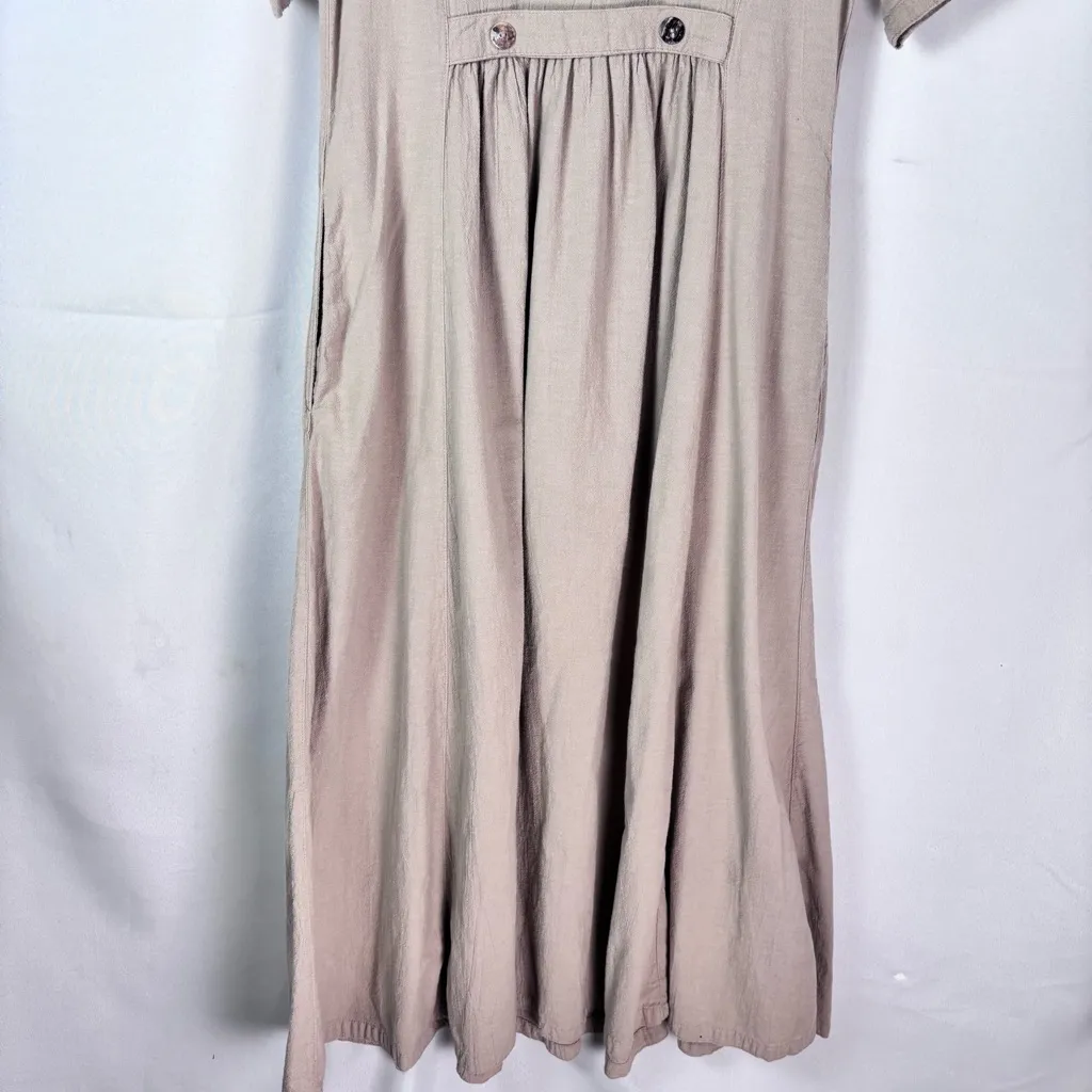 Color Me Cotton beige oversized dress short sleeves flowy A - Image 5
