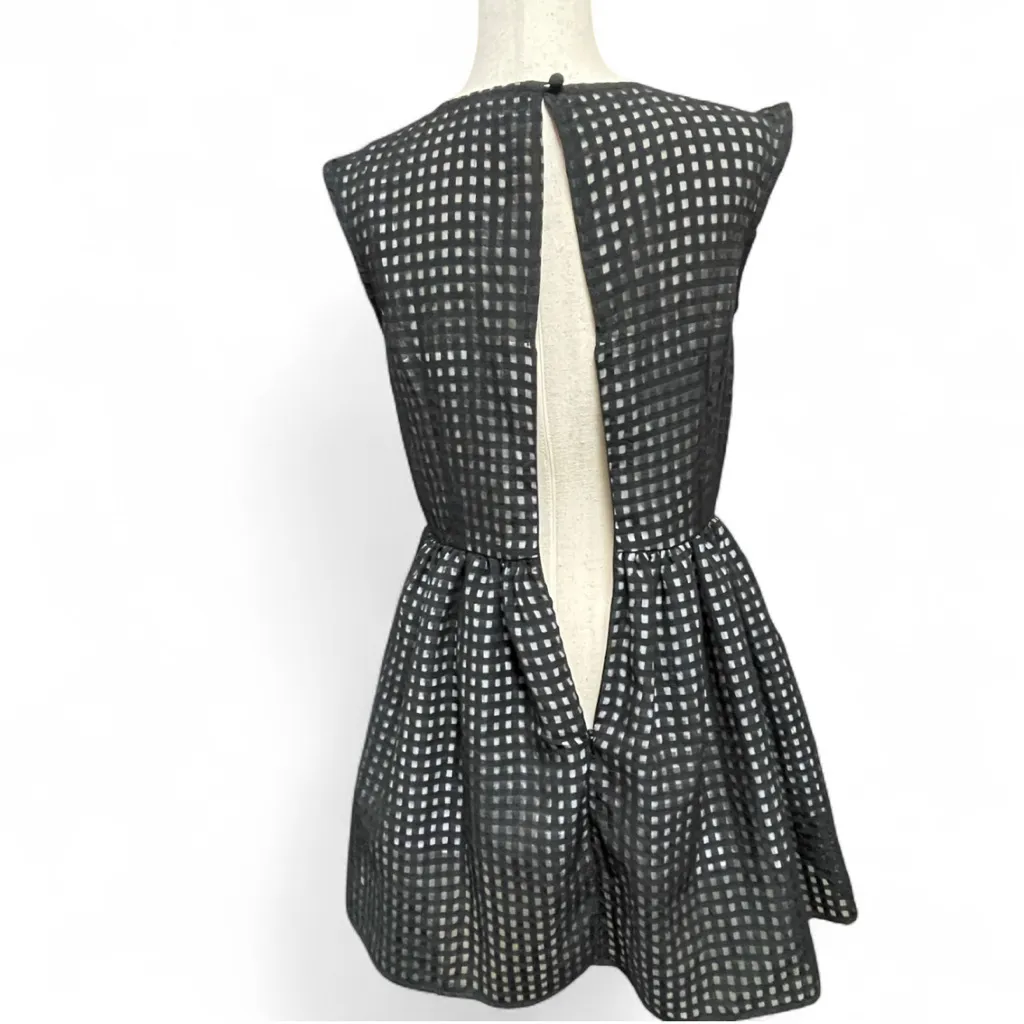Chetta B Black Mesh Gingham White Organza/tulle Whimsigoth Dress size 6 80s Glam - Image 8