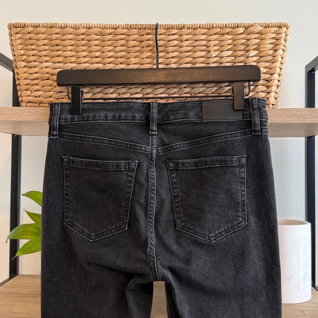 Lauren Ralph Lauren Mid-Rise Zip Ankle Washed Black Skinny Jeans, 4 - Image 5