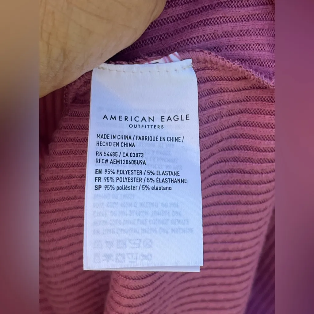 AMERICAN EAGLE WOMEN PINK LONG-SLEEVE PLUSH MOCK NECK SHIRT - Image 6