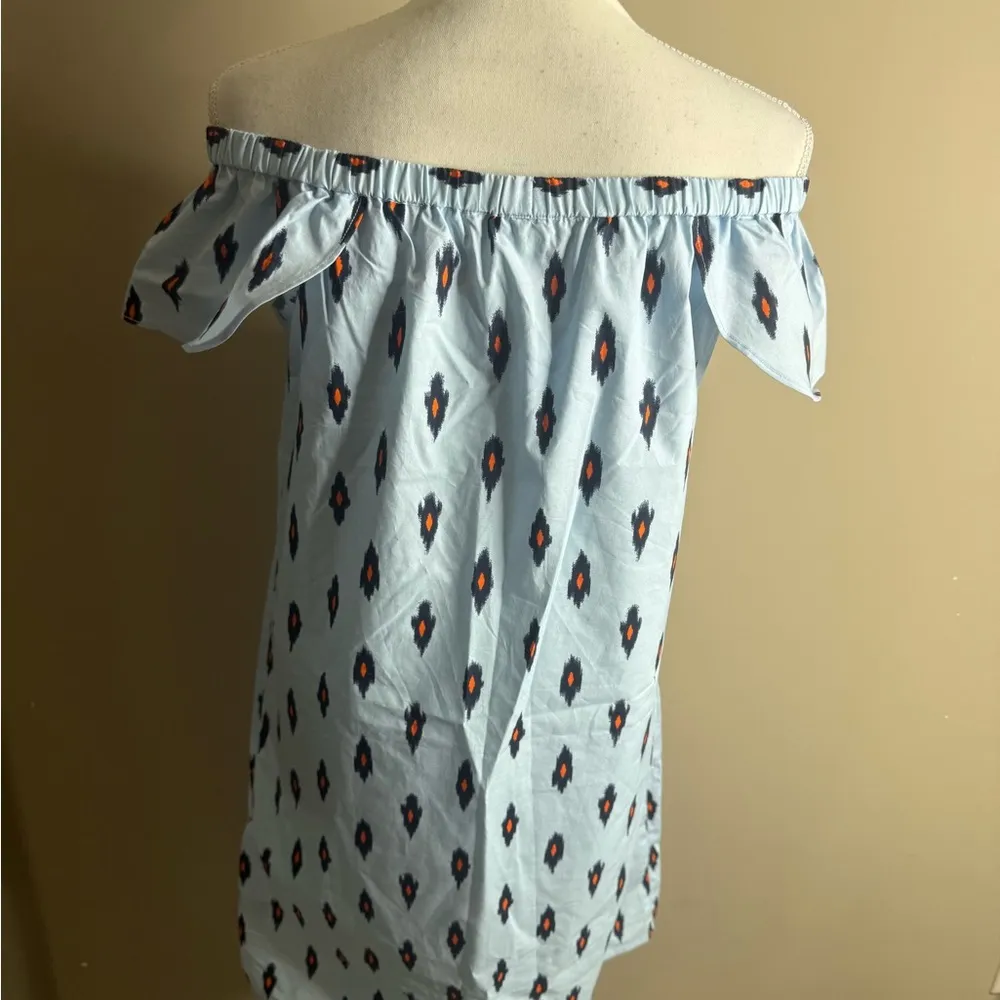 NWT j crew Blue Off-Shoulder Dress with Pattern small - Image 10