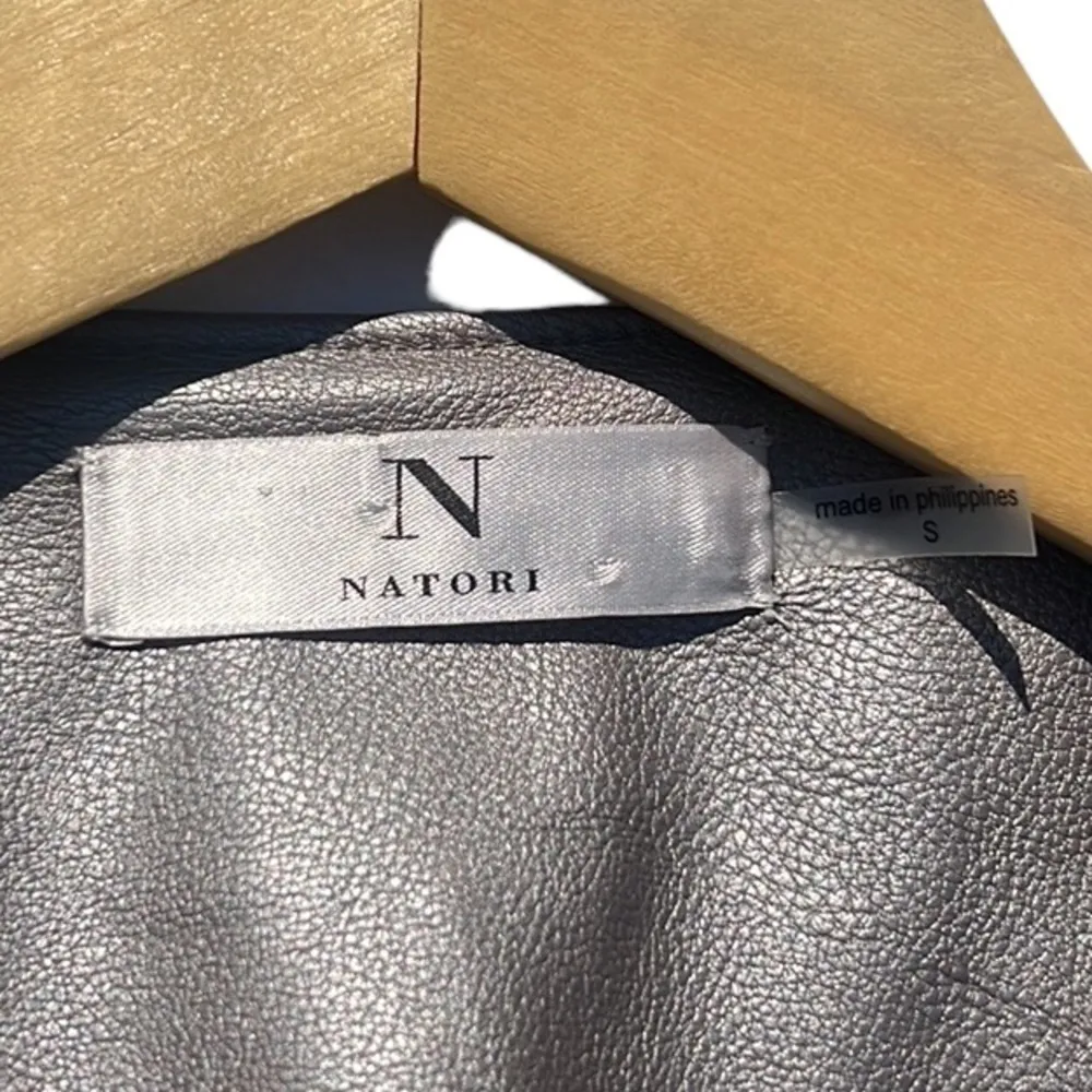 Natori Vegan Leather Gray Kimono Style Jacket Size Small - Image 8