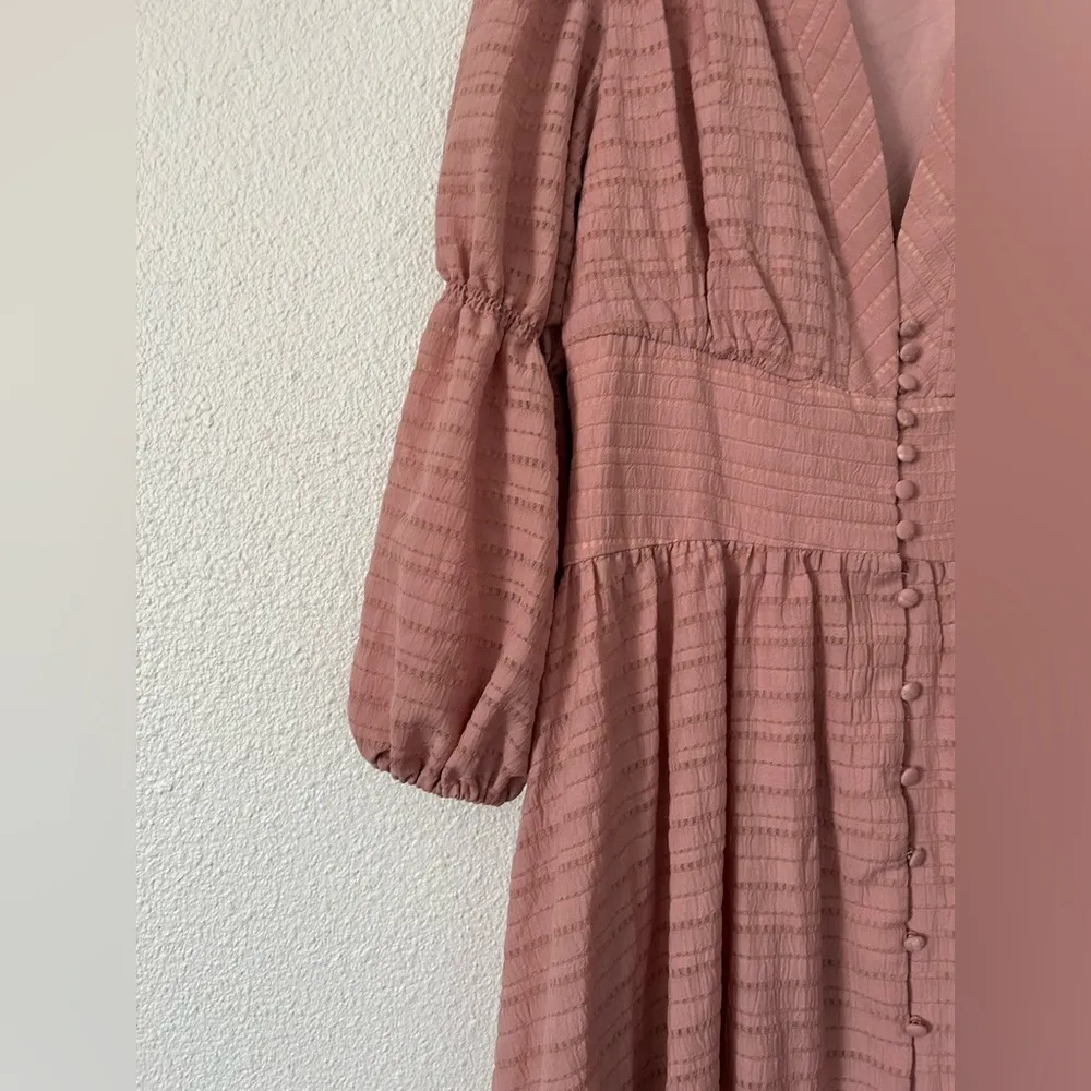 Anthropologie OPT Dusty Rose Peasant Midi Massaya Dress Size Medium - Image 5