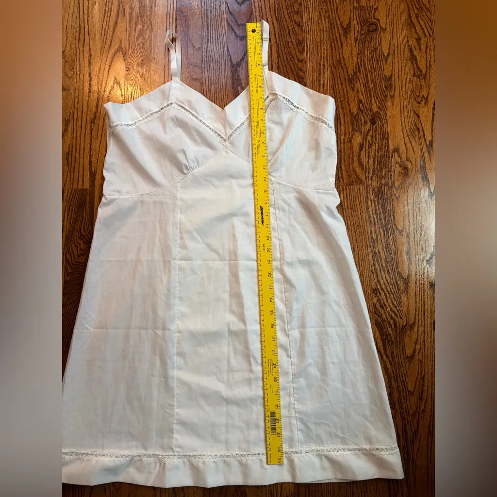 Vintage 1970s Dixie Belle White Slip Dress Size 42 Lace Trim Lingerie USA Made - Image 7