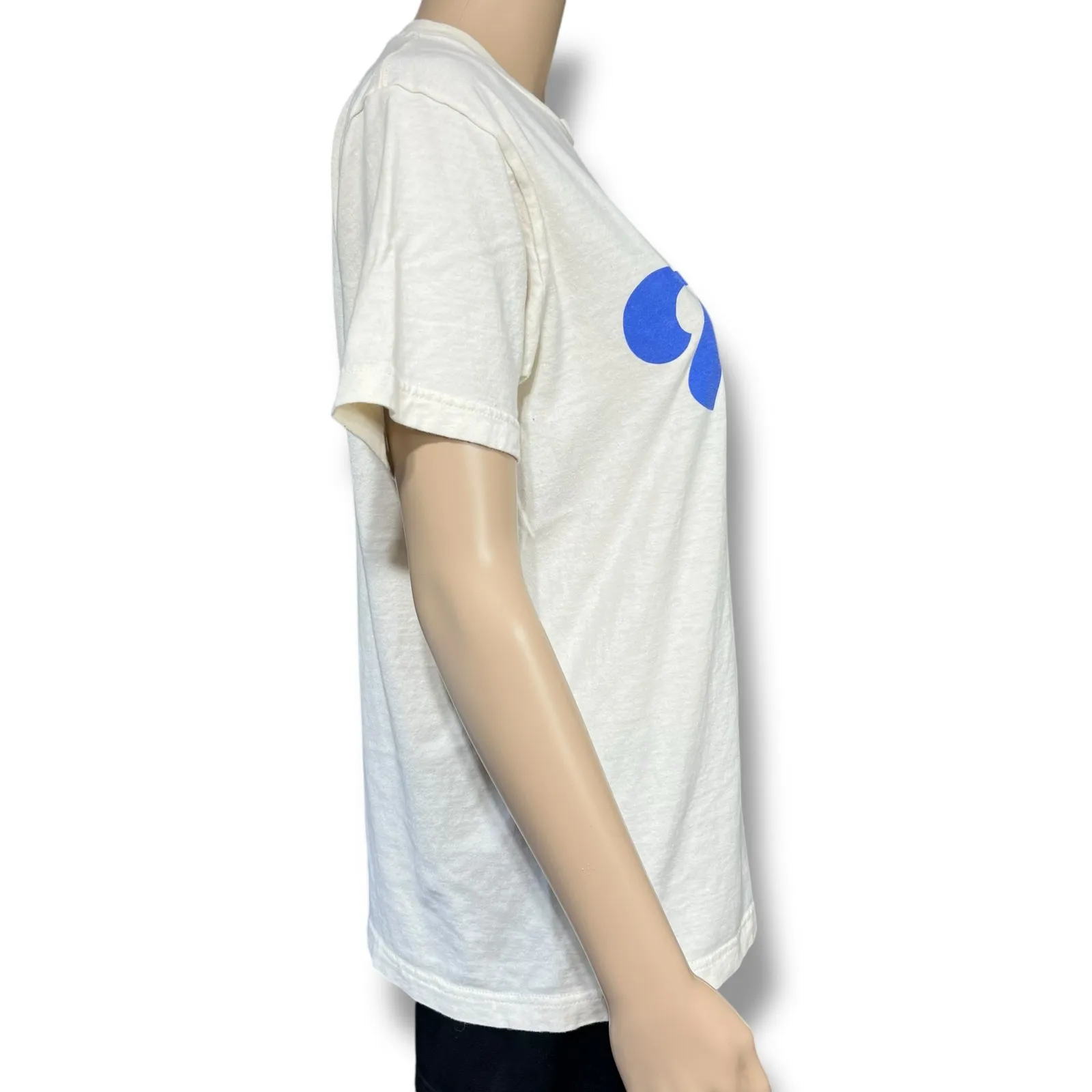 North Central University Womens T Shirt Top Go North Short Sleeve Beige Blue Med - Image 2