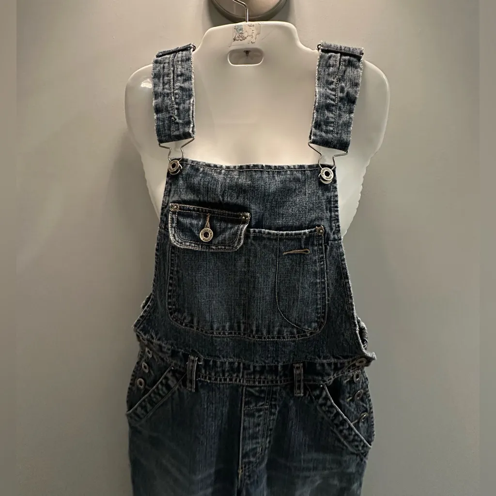 Vintage Silver Jeans Denim Overalls size 7 Inseam 33 inches - Image 4