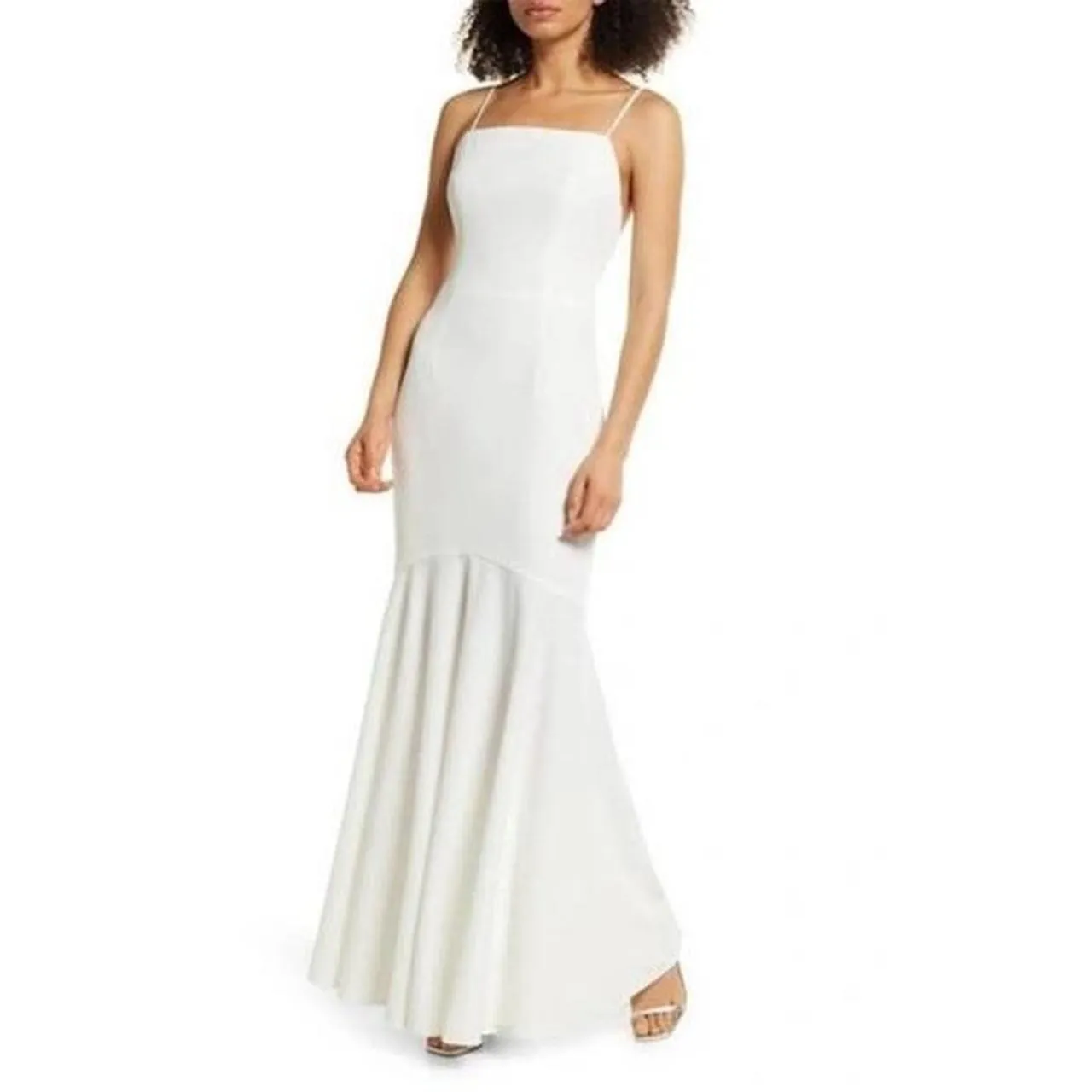 ELLIATT Women's Ivory Square‎ Neck Criss-Cross Back Collins Mermaid Gown Size M - Image 6