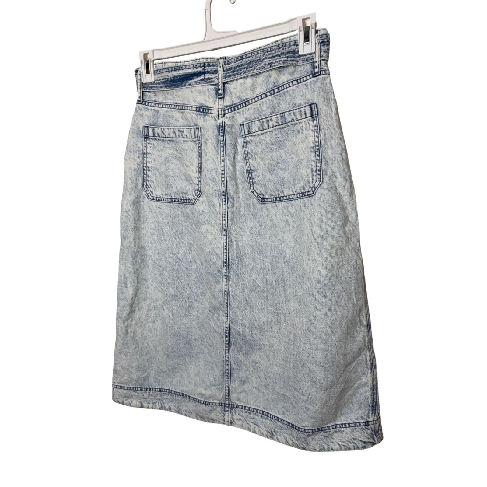 GAP Petite Tie Waist Light Wash Denim Midi Skirt Size 10 - Image 4