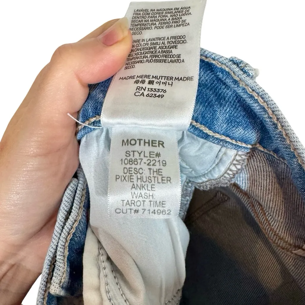 Mother The Pixie Hustler Ankle Button Fly Kick Flare Bootcut Jeans in Tarot Time Blue Size 24 - Image 15