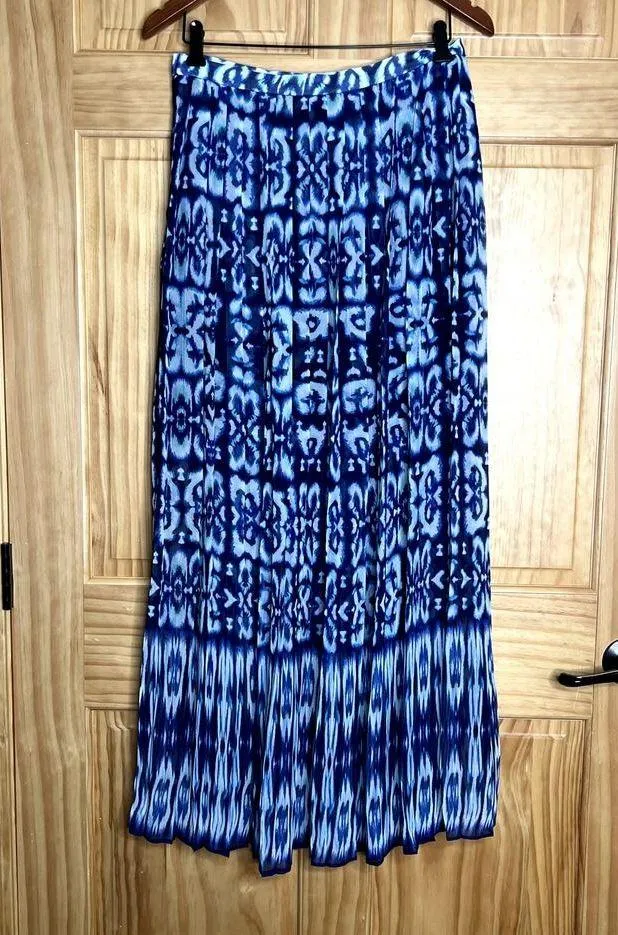 Boston Proper womens size 6 skirt Aquatic Ikat Maxi blue/white lined formal - Image 2