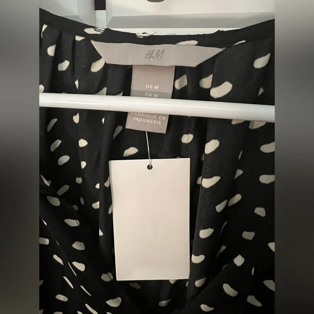 Satin polka dot midi dress - Image 4