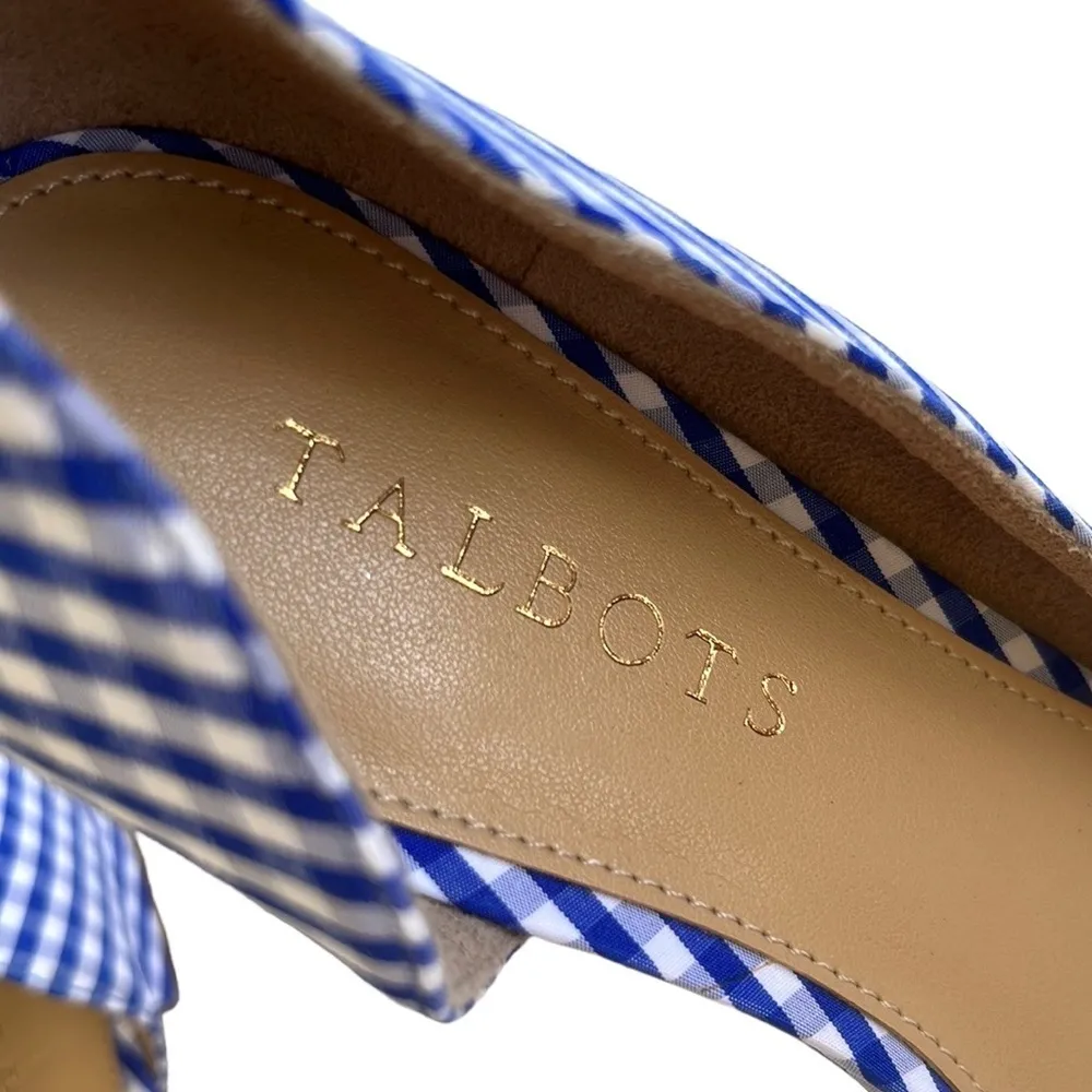 Talbots Like New  Gingham Flats Blue White Size 7 1/2 - Image 3