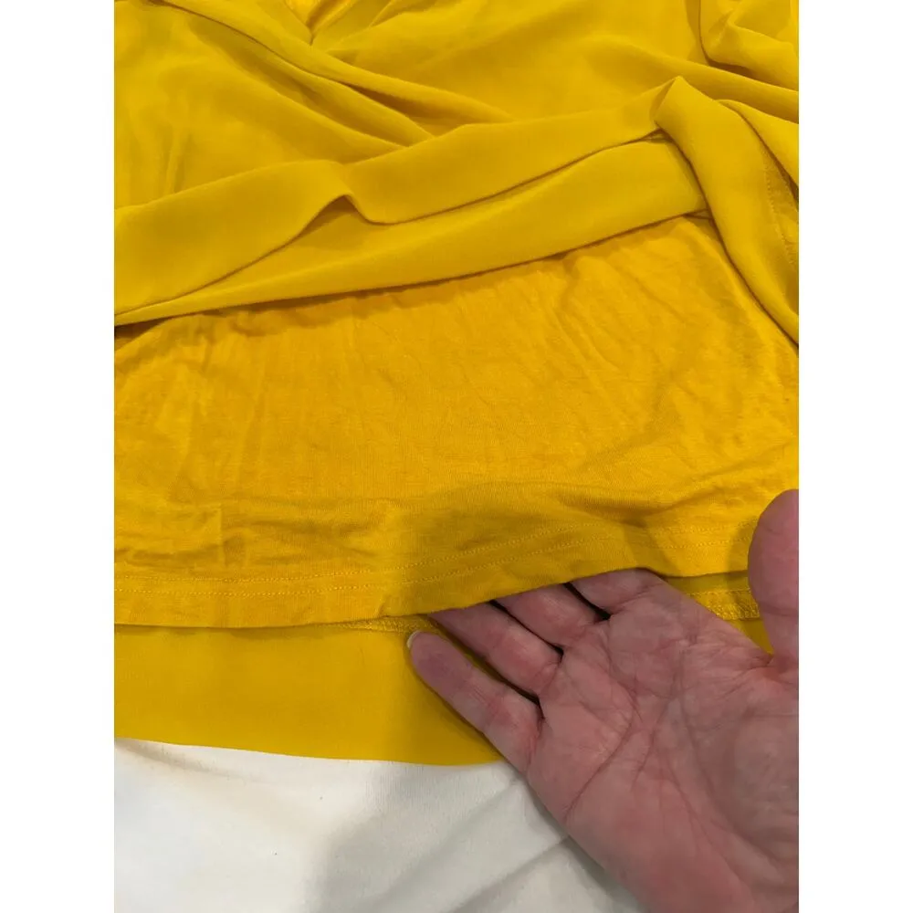 Zara 3/4 Sleeve V-Neck Batwing Blouse Loose Fit Yellow Women's Size Medium - Image 7