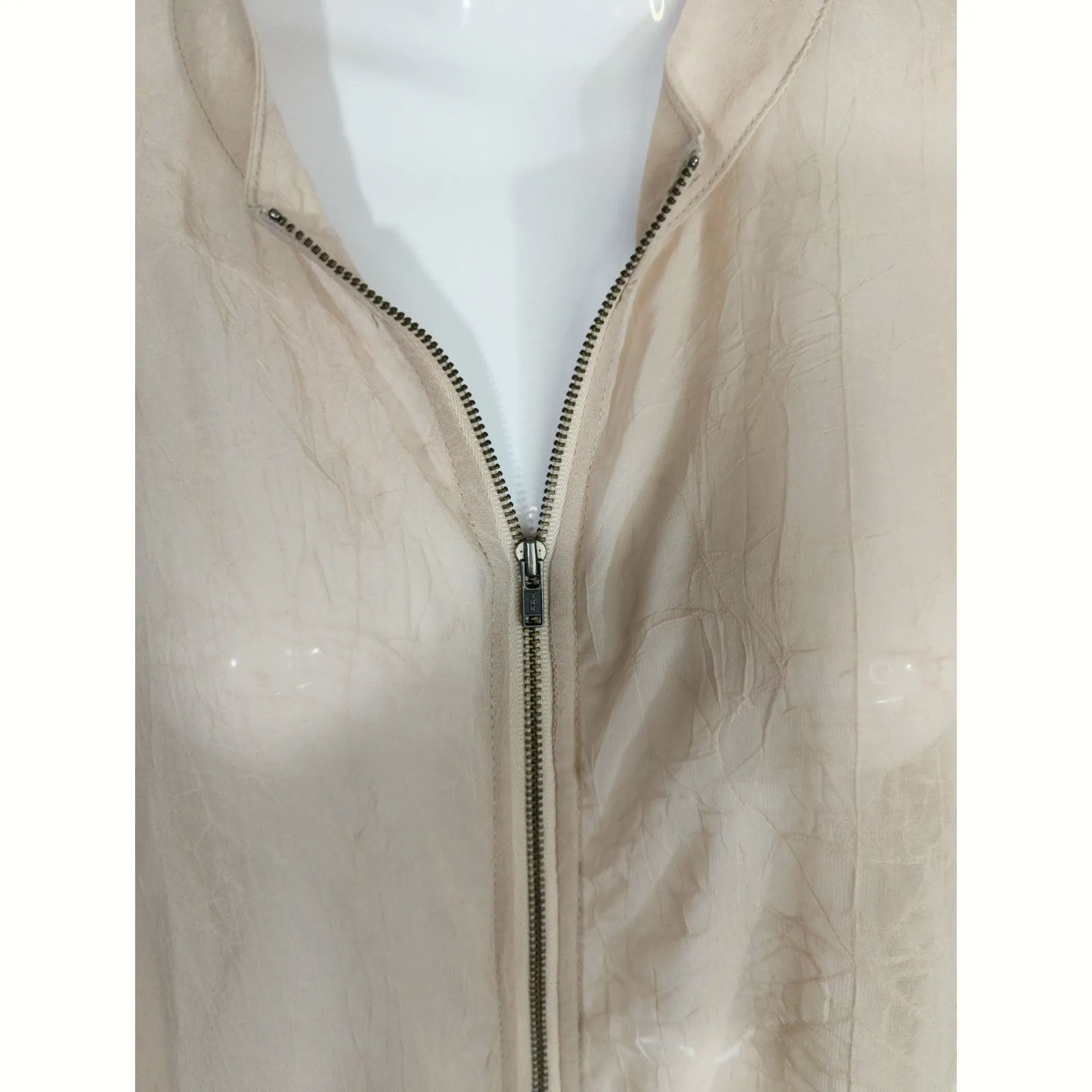 NU Denmark Zip Up Sheer Lightweight Coral Jacket Women L Mermaidcore Victorian Orange Size L - Image 3