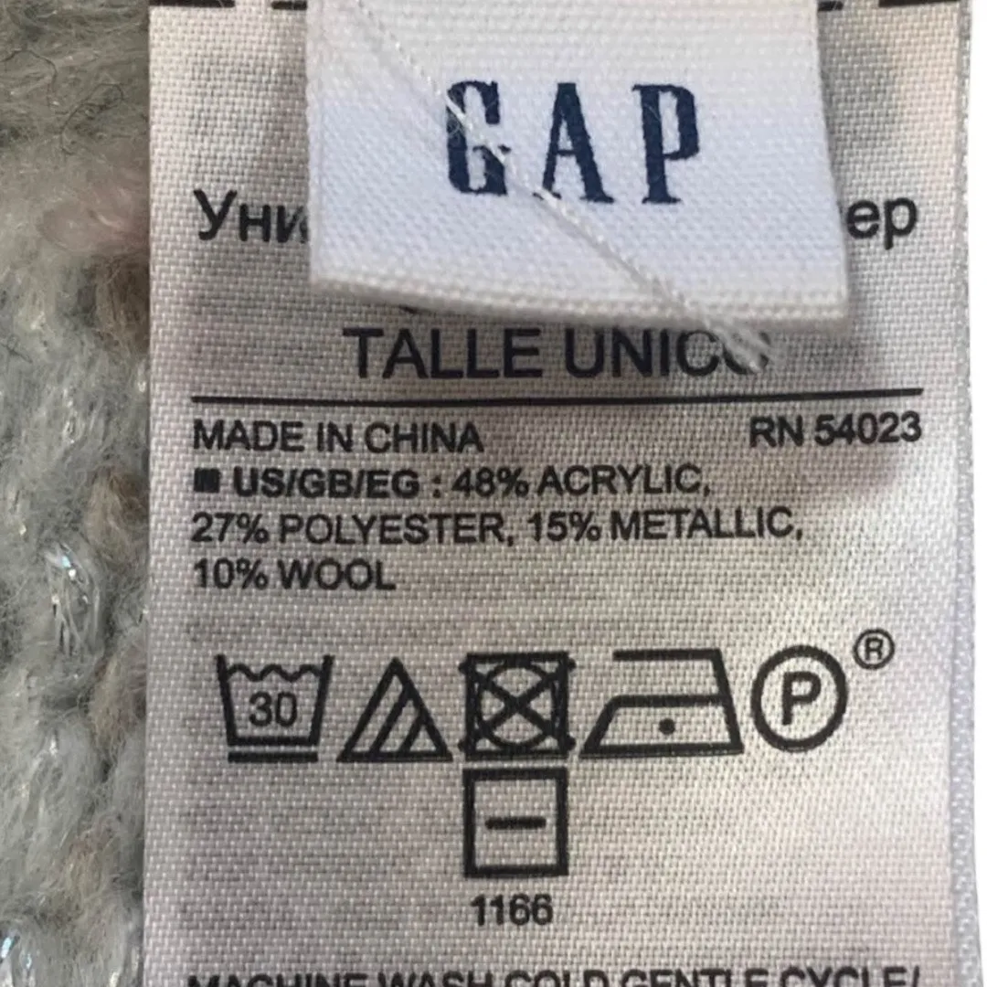 Vintage GAP Metallic Knit Colorblock Scarf Pastel Blue Beige Cozy Wool Blend - Image 6