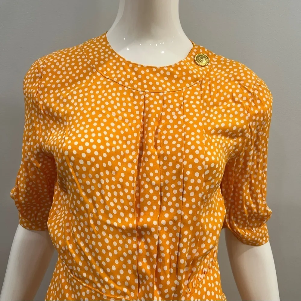 Vintage Orange Polka Dot Knee Length Dress Size 6 - Image 5