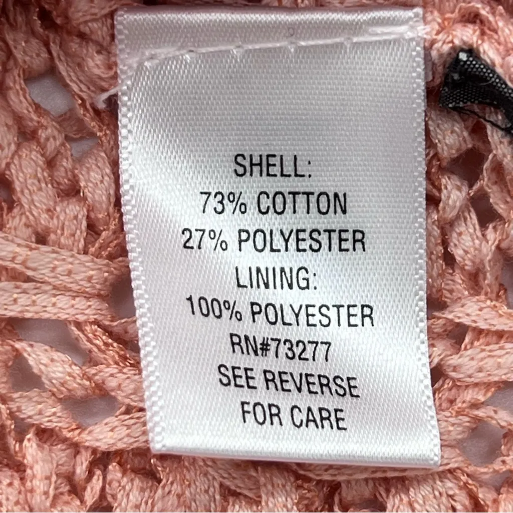 Dana Buchman Peach Open Pull Over Cotton Blend Ribbon Knit Top w/3/4 Sleeves-L - Image 10