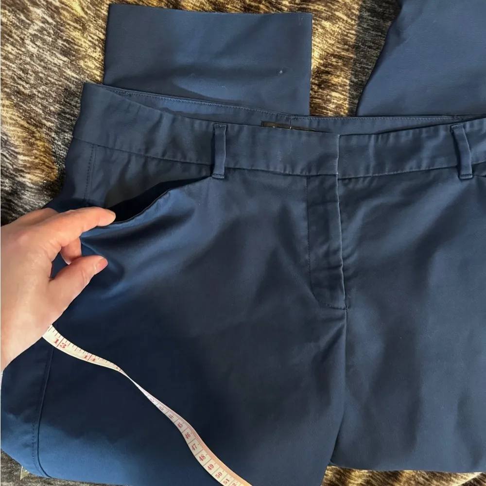 White House Black Market WHBM Perfect Form Straight Cropped Pants size 14 navy - Image 8