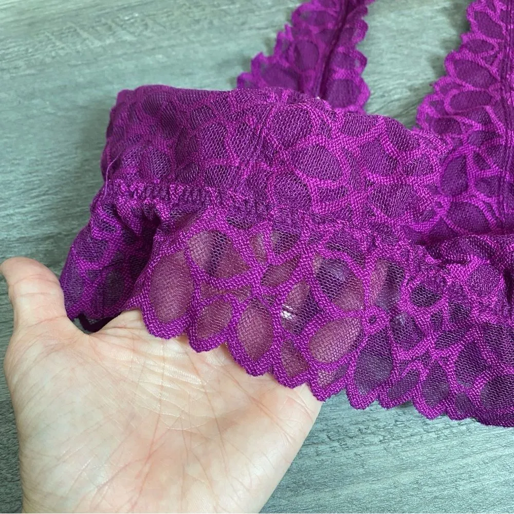 PINK Victoria’s Secret Lace Bralette Purple Small Adjustable Vacation Boho - Image 6