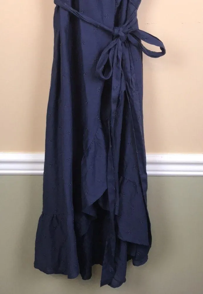 NWT Old Navy Women's Embroidered Floral Print Navy Blue Ruffle Hi-Low Wrap  Dress - $30 (33% Off Retail) New With Tags - From Hannah