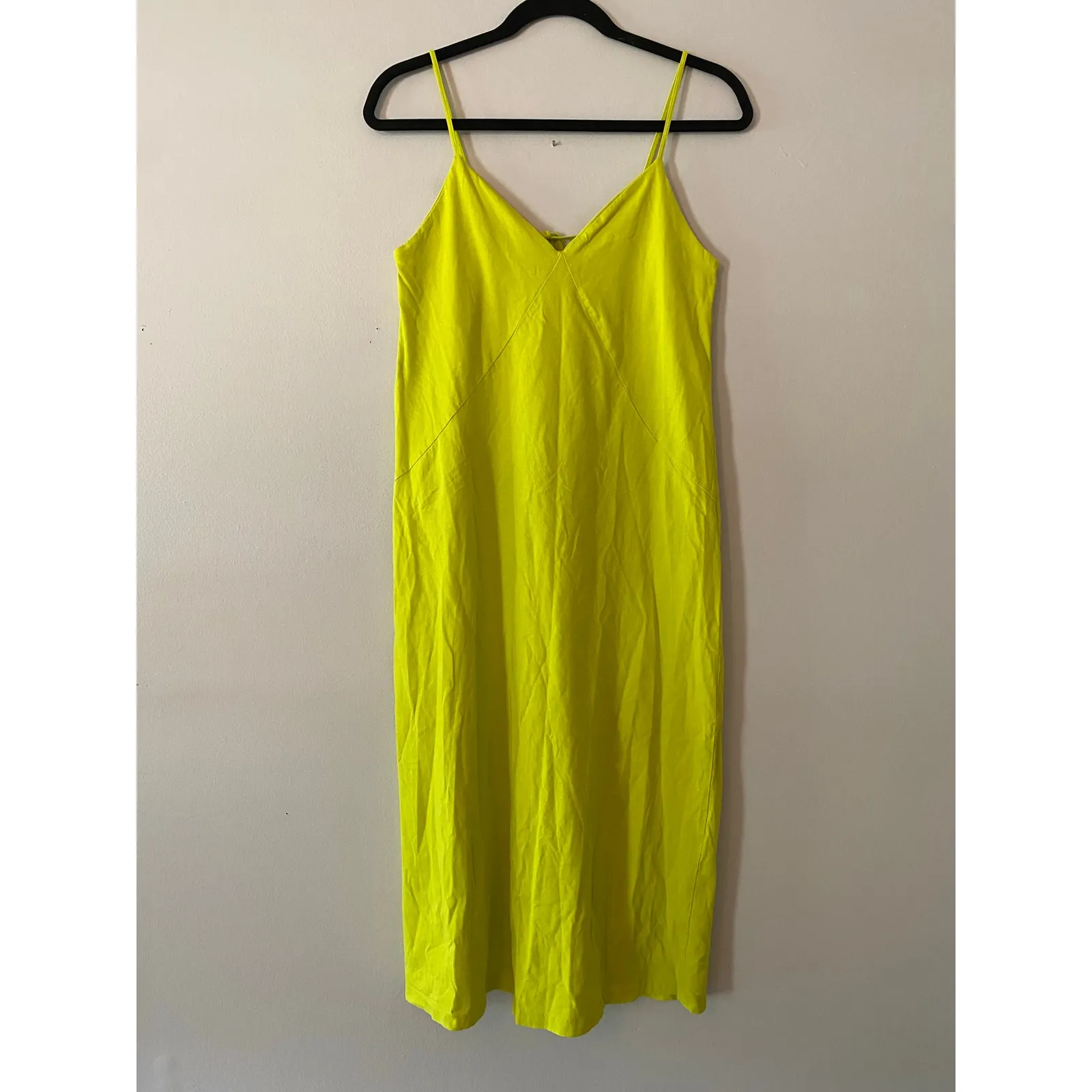Zara Chartreuse Green 100% Cotton Sleeveless Midi Dress Women's size Small - Image 2