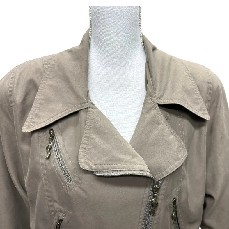 Cote a Cote Vintage Women's Silk? Moto /‎ Bomber Style Jacket Size L Green Size L - Image 2