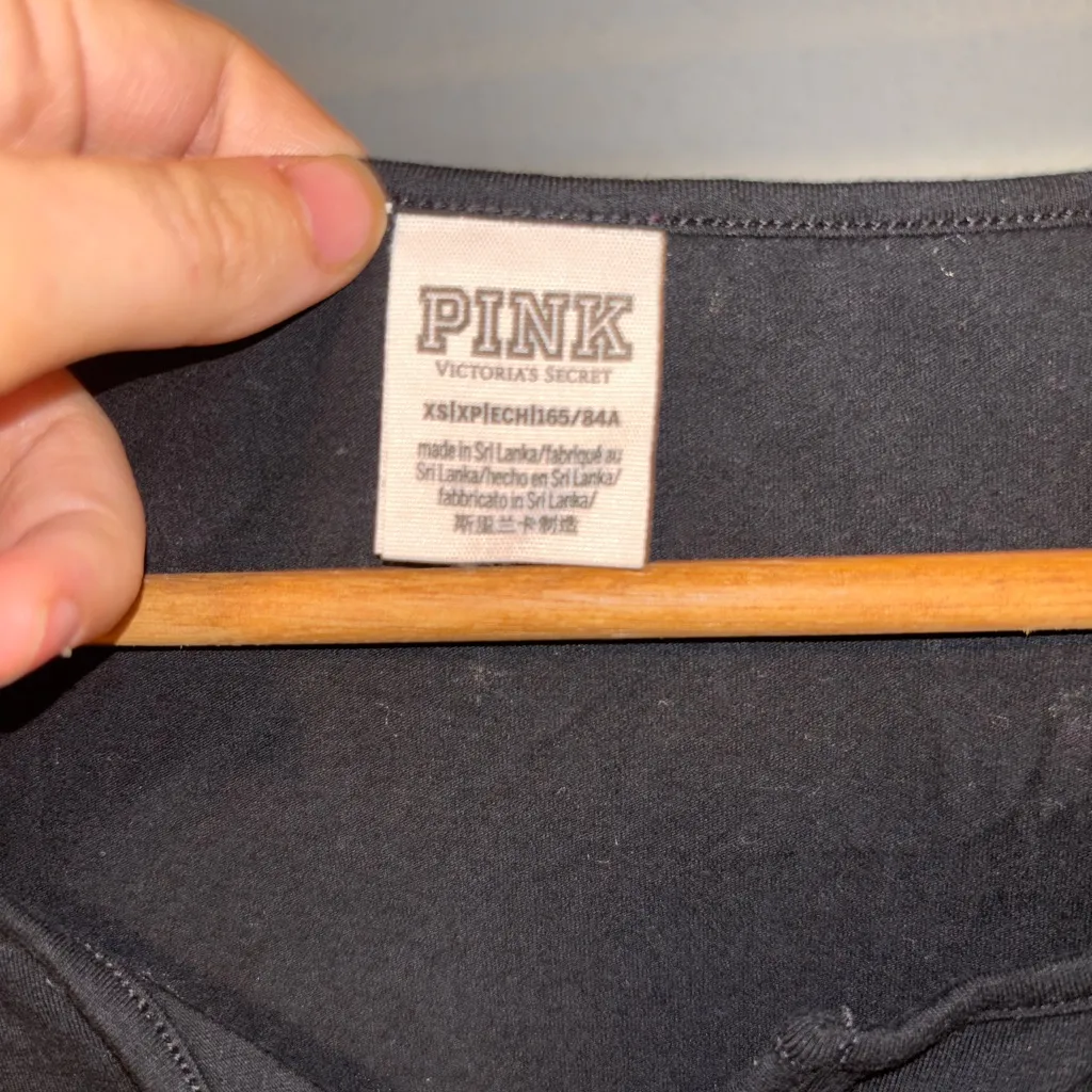 PINK Victoria's Secret Tiny Daisy Black Thong No Snaps Bodysuit - Image 2