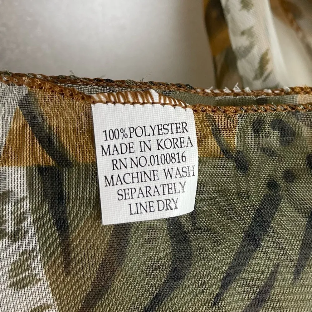 VINTAGE Animal Print Patchwork Sheer Scarf Wrap Chic Classy Formal Flowy Green - Image 4