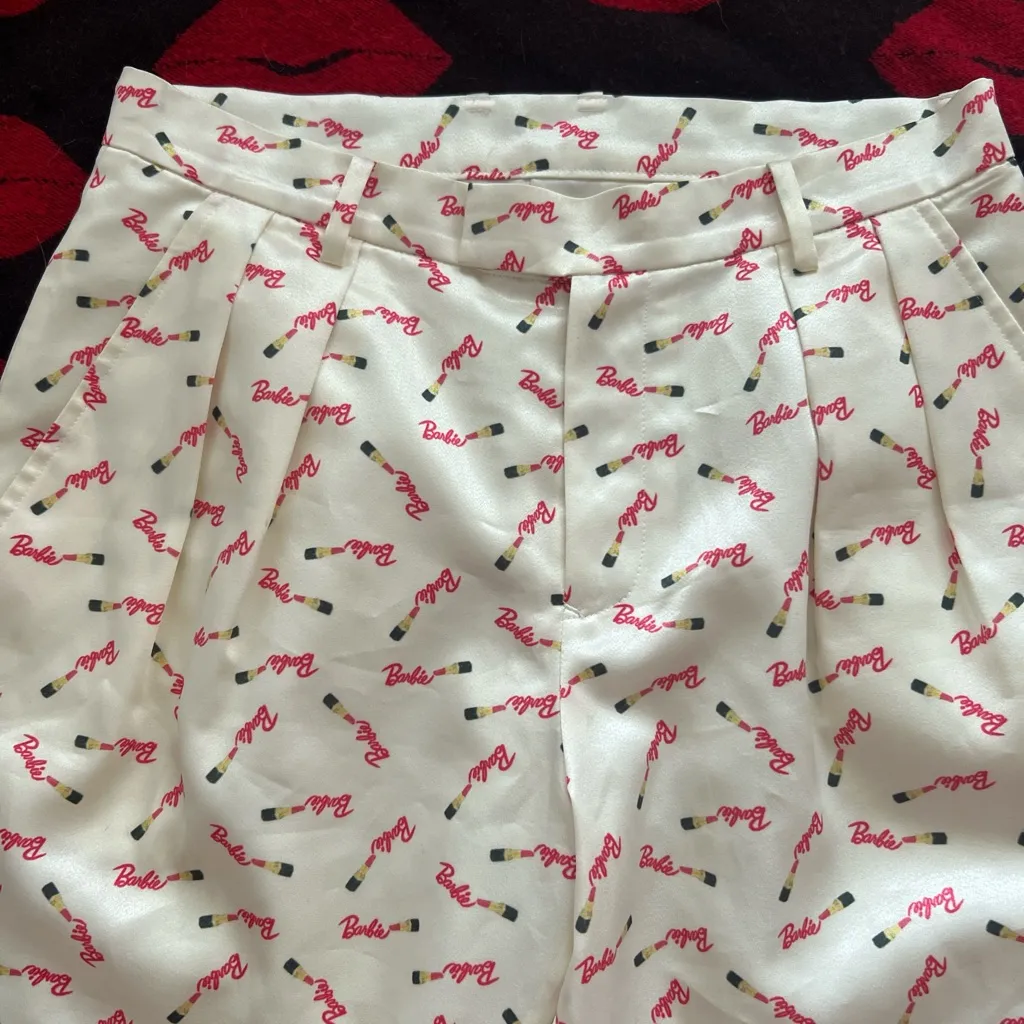 Barbie Japan lipstick pink white high waisted pants M Size M - Image 2