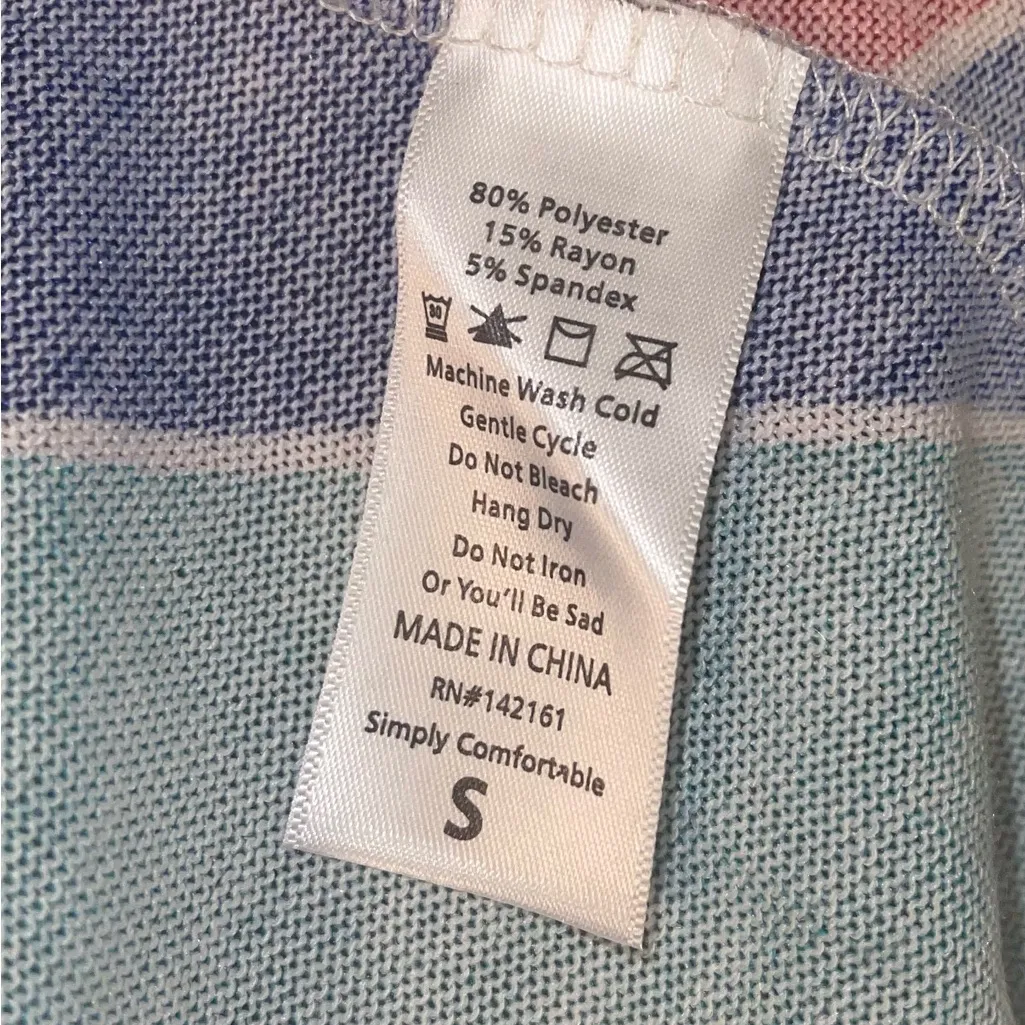 Lularoe Retro Stripes small Caroline Cardigan Blue Red White Cream Orange NEW! - Image 6