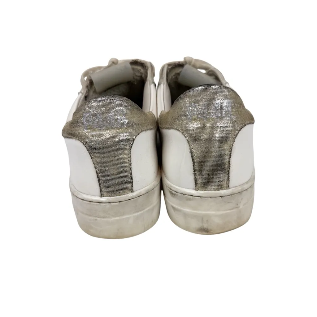 P448 Thea Platform Sneakers White Leather Metallic Heel Size 38/ US 7.5/8 - Image 4