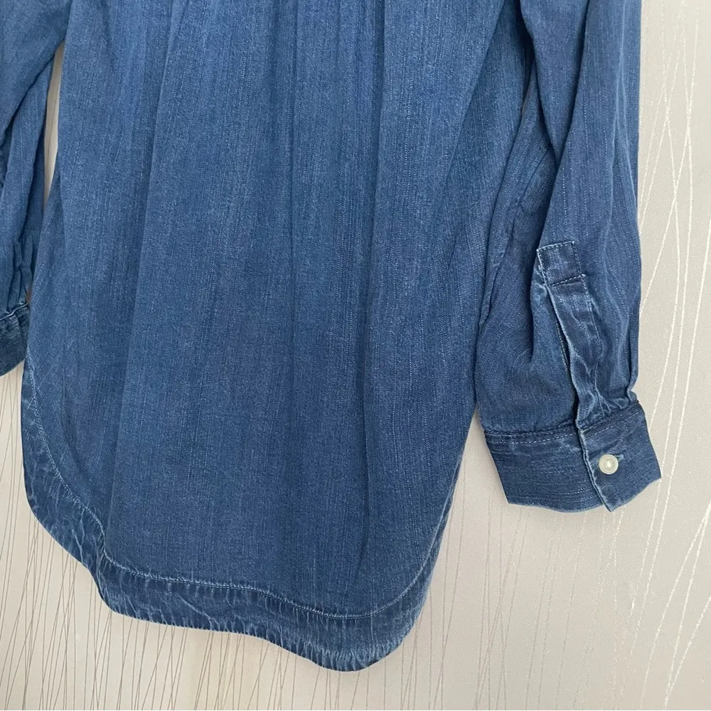 LOFT Women's Denim Long Sleeve 1/2 Button Shirt Size XS New - Image 8