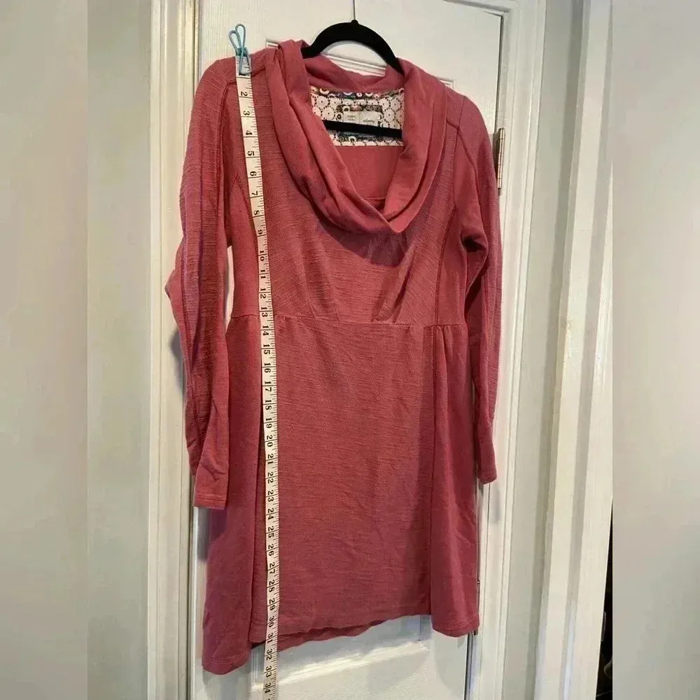Saturday Sunday Anthropologie Rose Pink Cowl Neck Long Sleeve Dress Size S - Image 9