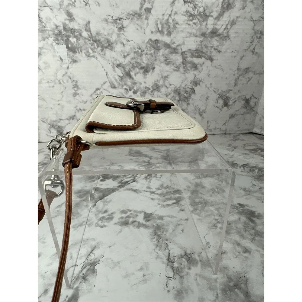 Coach Vintage Hampton Wristlet Wallet Clutch Ivory Chalk English Leather Brown - Image 8