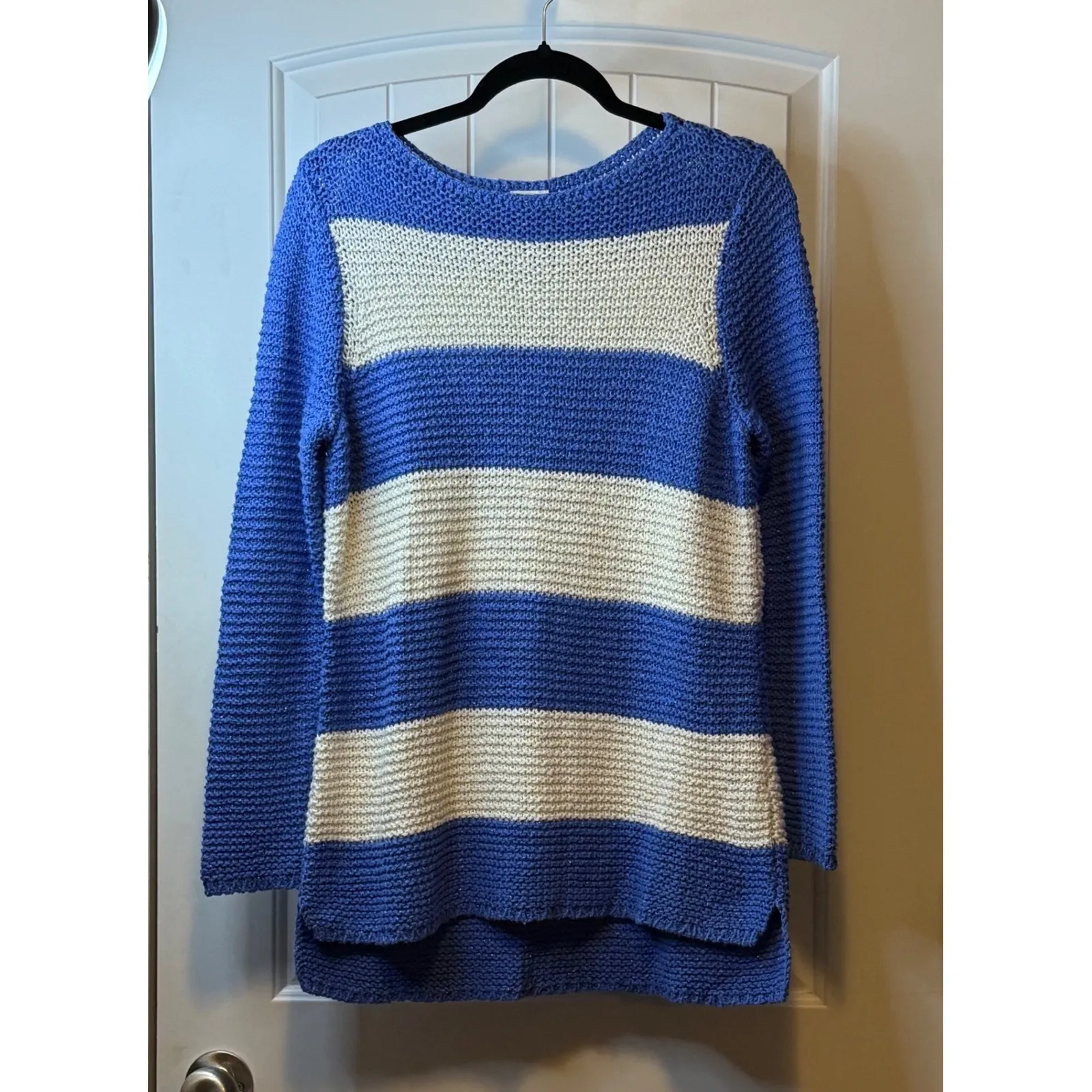 Chicos Horizontal Harley Stripe Sweater NWT Pullover Metallic Knit S $89 New‎ # - Image 2