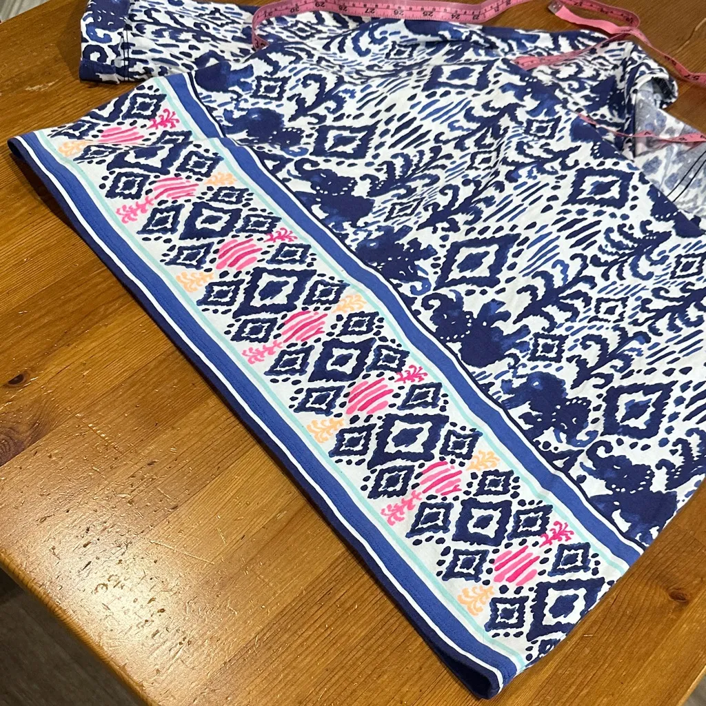 Lilly Pulitzer  Ocean Ridge  Dress  Ikat Blue and White 100%COTTON - Image 12