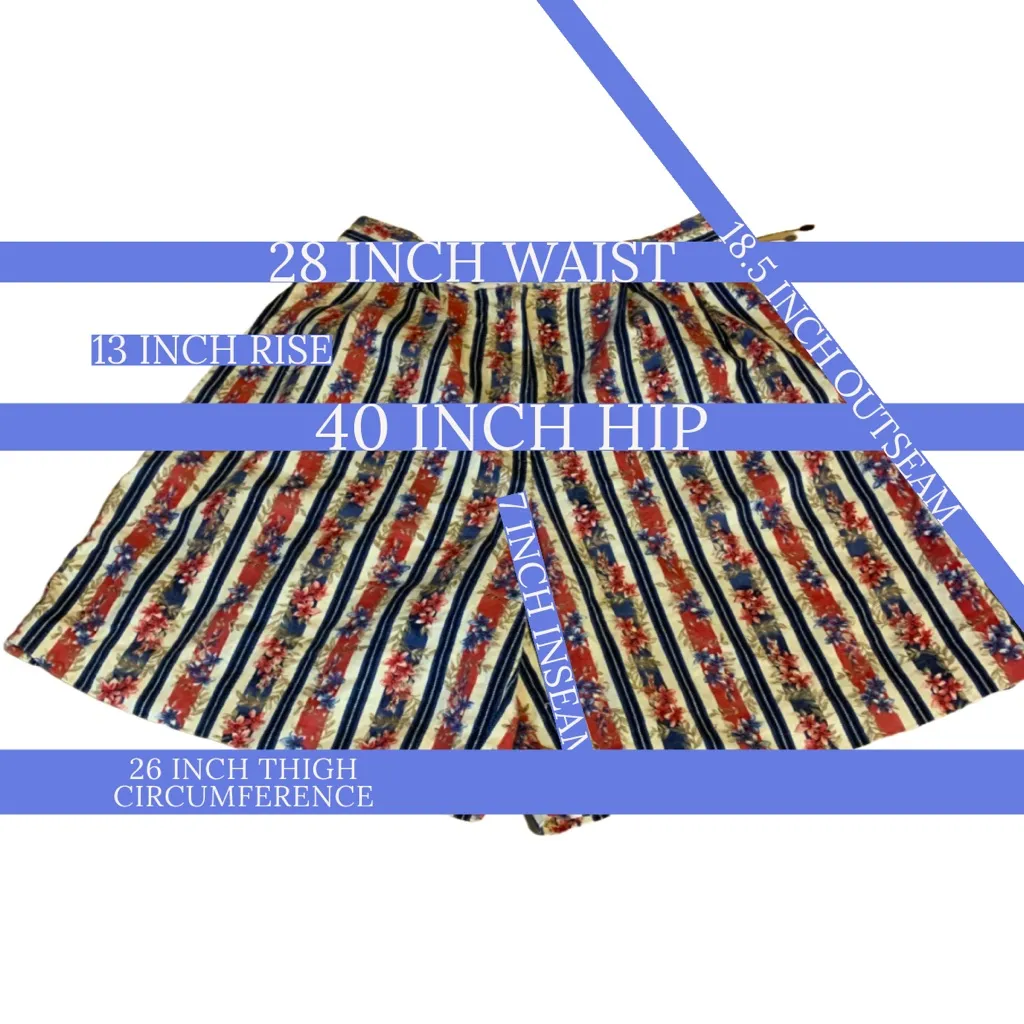 VINTAGE 1990'S TALBOTS LINEN BLEND BLUE STRIPED & RED FLORAL SHORTS (6) - Image 11