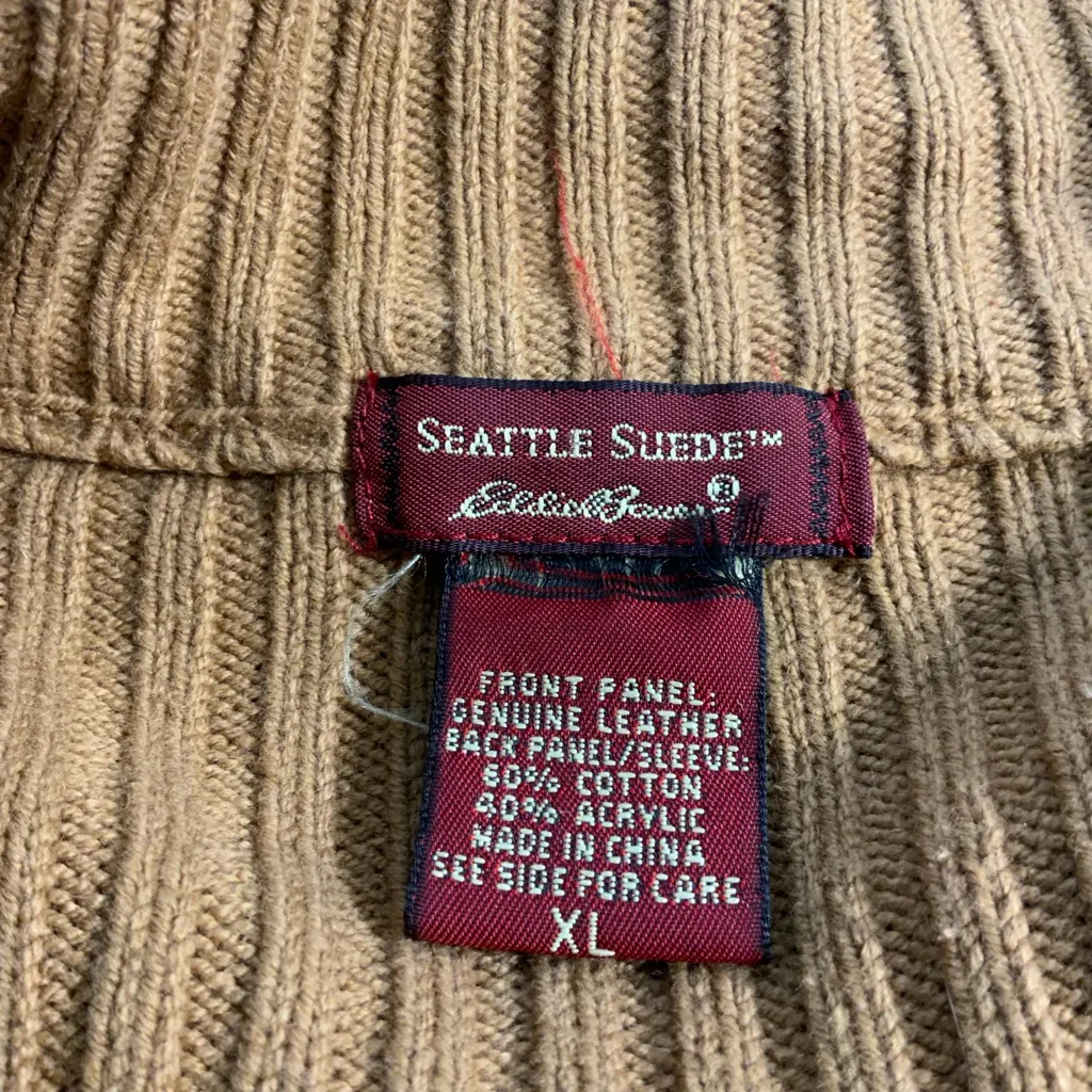 Vintage Women’s Eddie Bauer Seattle Suede Washable Tan Leather Jacket SZ XL 70s - Image 3