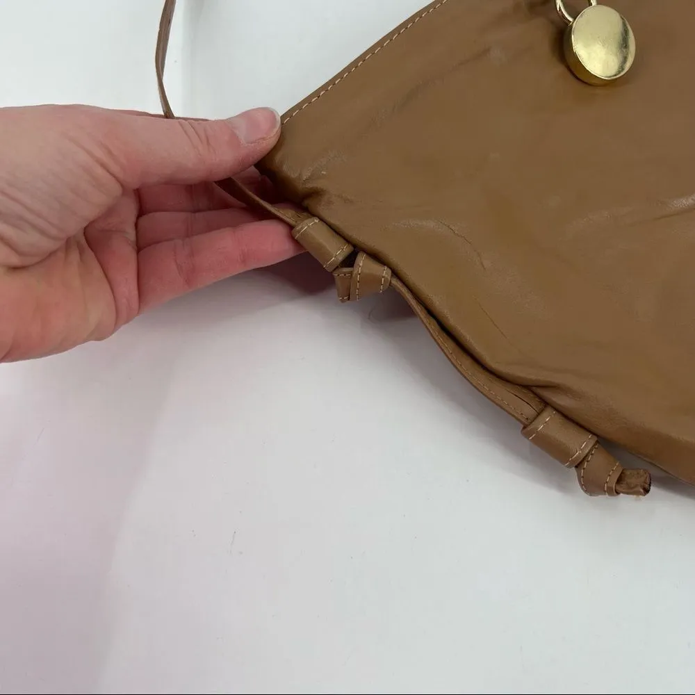 Vintage‎ 80s leather hand bag shoulder bag boho tan Tan - Image 2