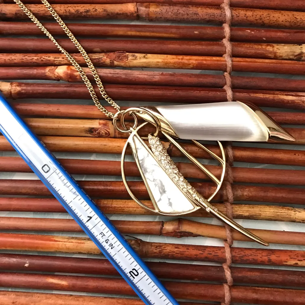 Alexis Bittar Long Gold Tone Pendant Necklace - Image 10