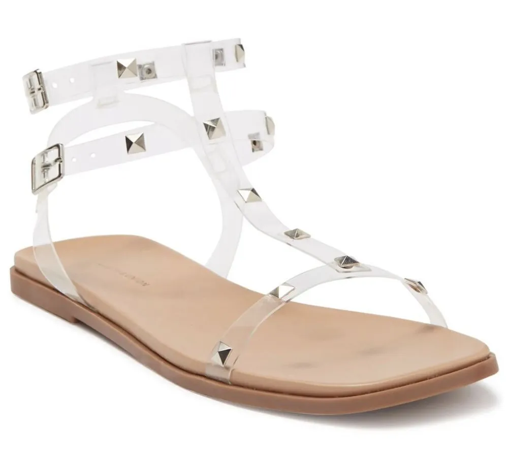 14th & Union Sandals Womens Size 8 Clear Finley Studded Open Toe Ankle Strap - Image 1