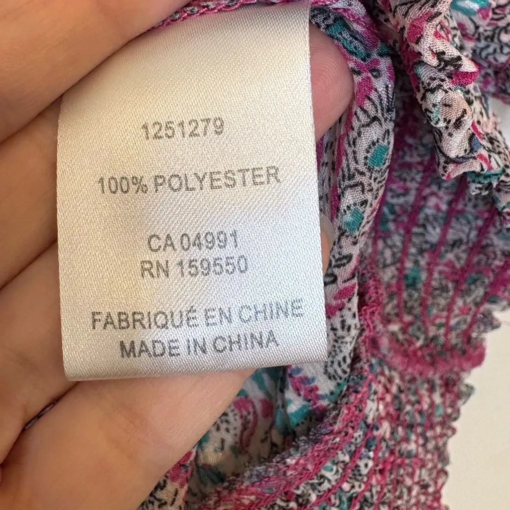 Maison d’Amélie Paris Boho Floral Paisley Smocked Top Preppy Chic Medium Pink - Image 4