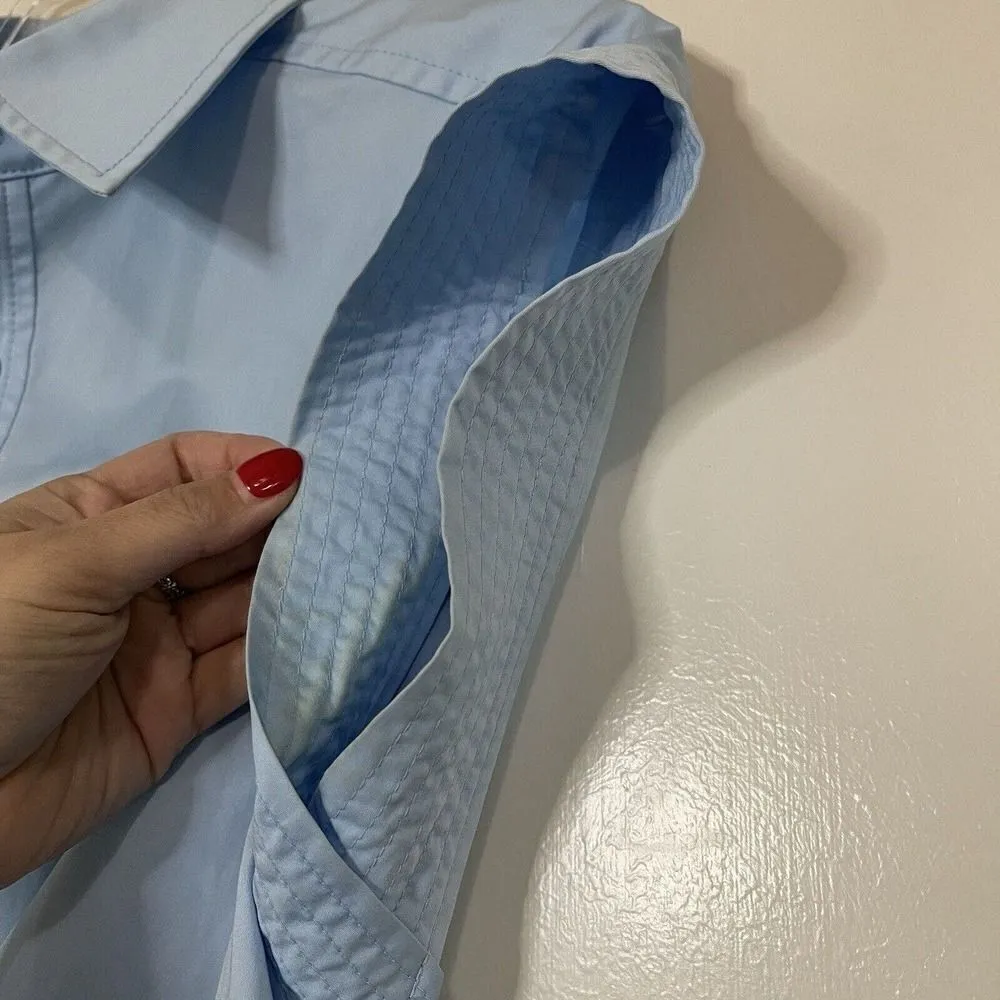 Aknvas Stella Cotton Asymmetric Gathered Shirt in blue size XS - Image 5