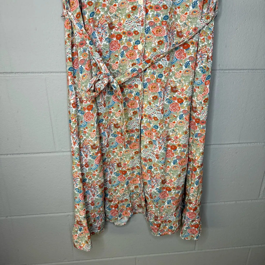 A.P.C Carmen Button Down Floral Printed Vintage Style Shirt Dress EU 42 US 10 Green - Image 6