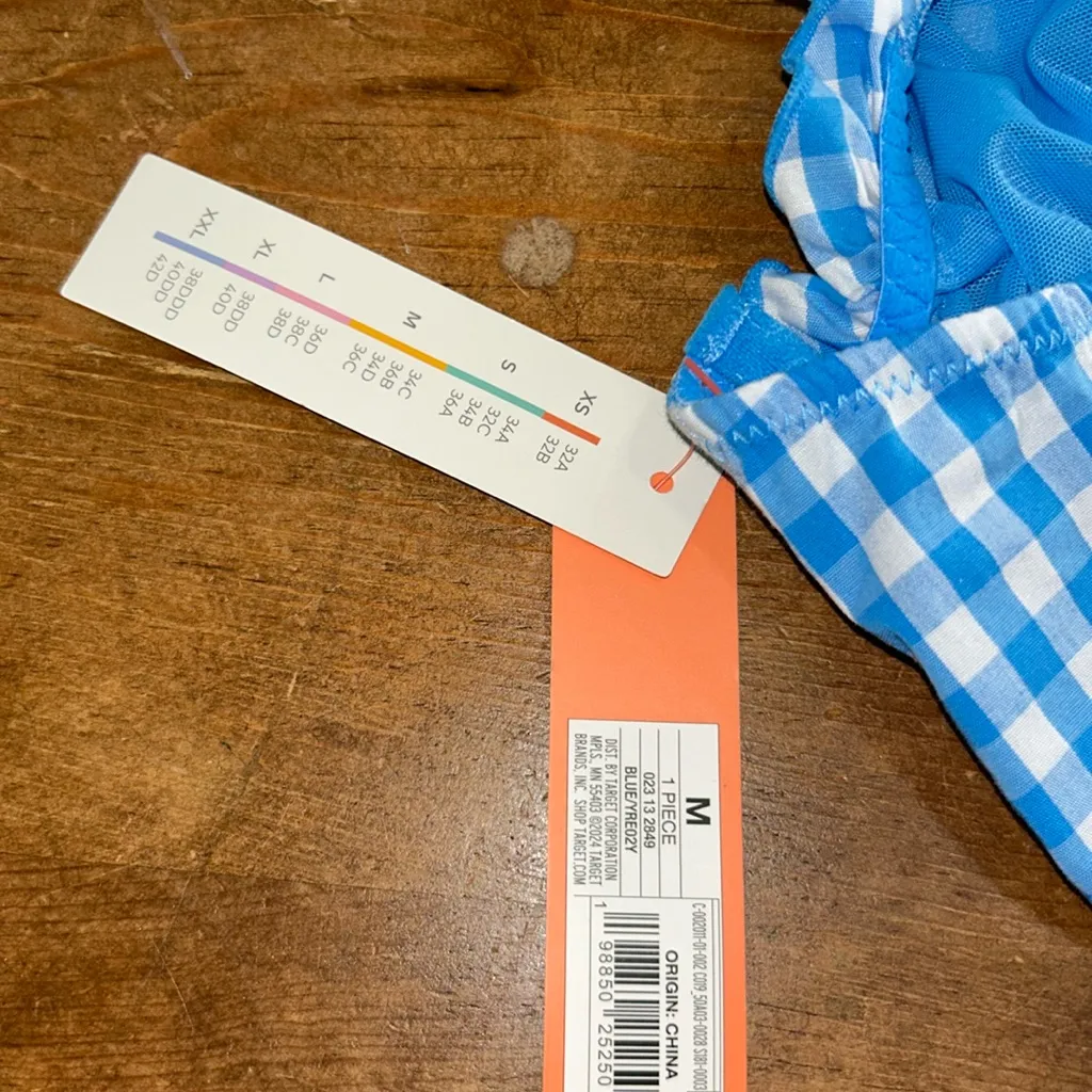 Light Blue Gingham Crop Top size medium - Image 3