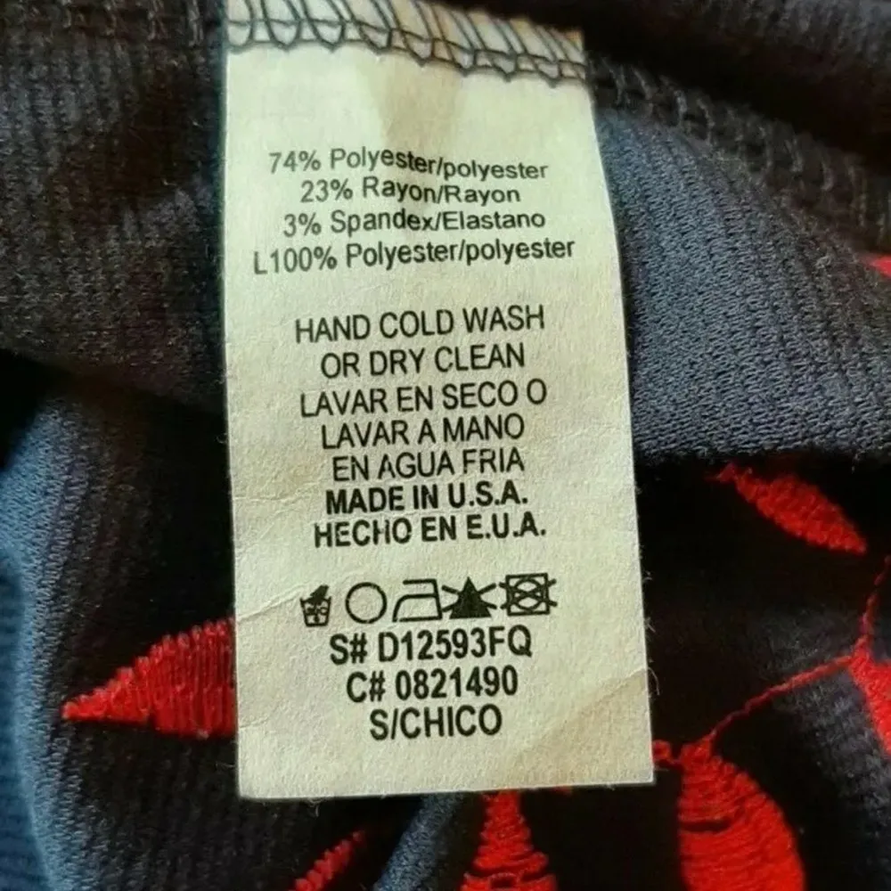 Navy Blue Dress Red Embroidered Flowers Pleated ModCloth Mystic Retro PinUp - Image 7