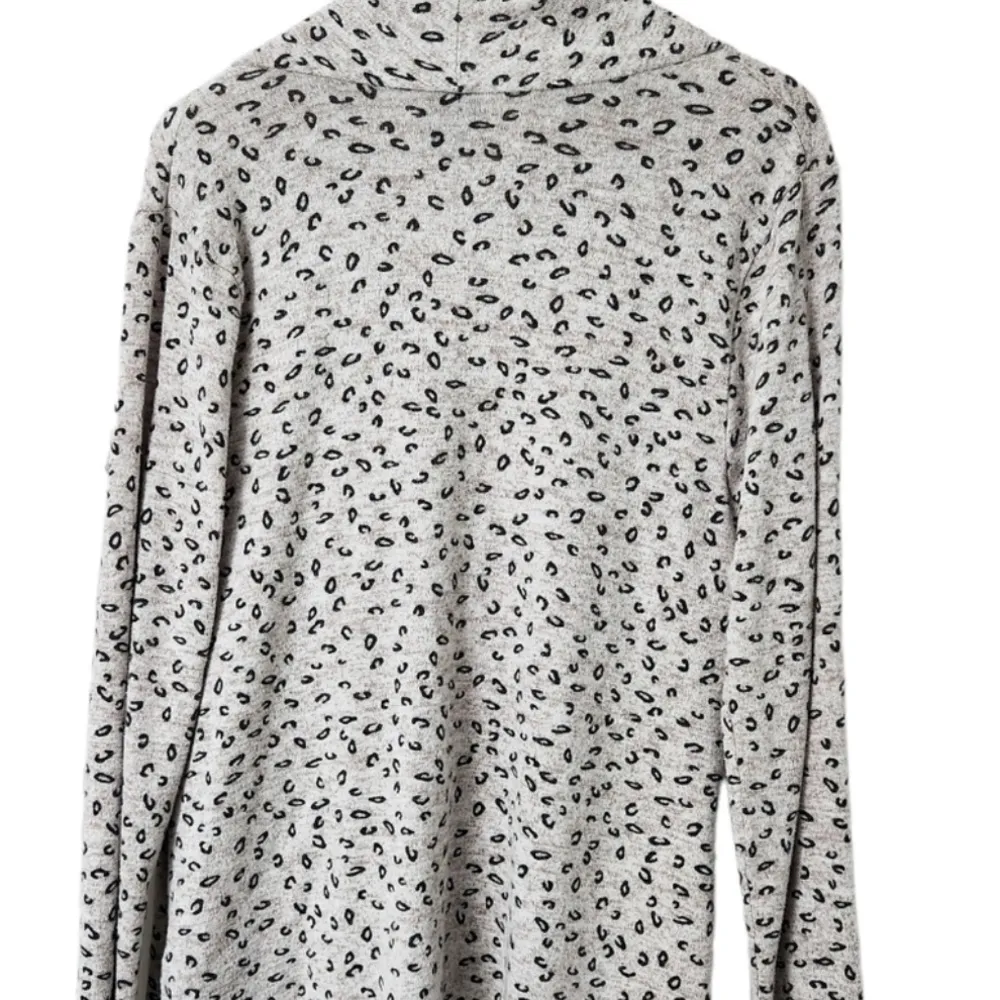 GREY LEOPARD ONE-BUTTON FLEECE WRAP CARDIGAN - Image 7