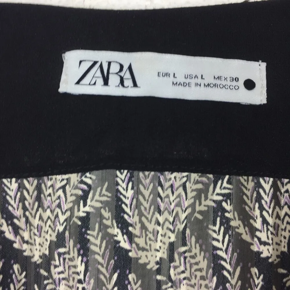 Zara Mini Dress 70s Gray Black Knotted Metallic Thread Draped Large 8677/067 - Image 7