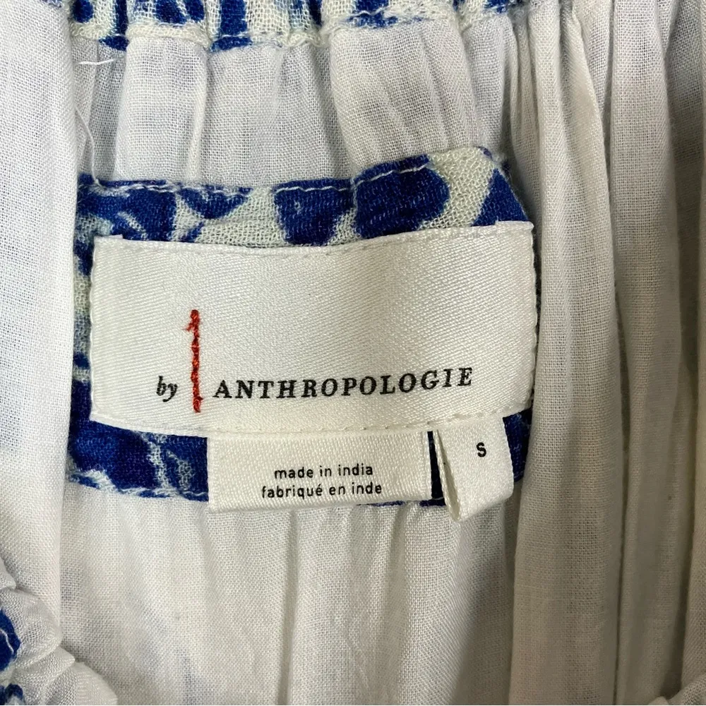 Anthropologie | Clemente White Blue Floral Off The Shoulder Romper S - Image 4